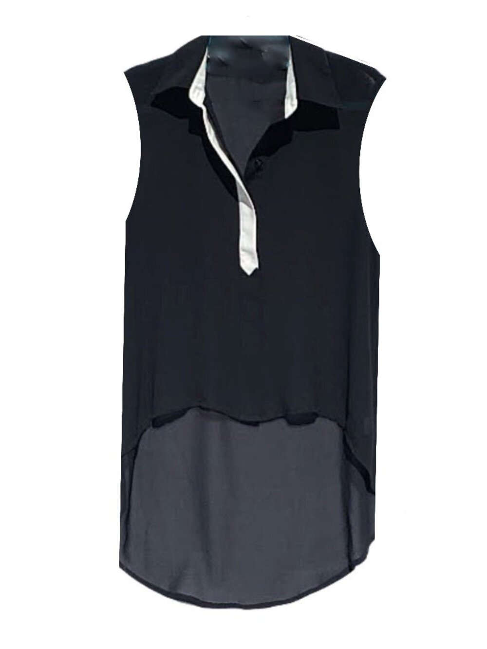 Millau Sheer Black And White Sleeveless Blouse